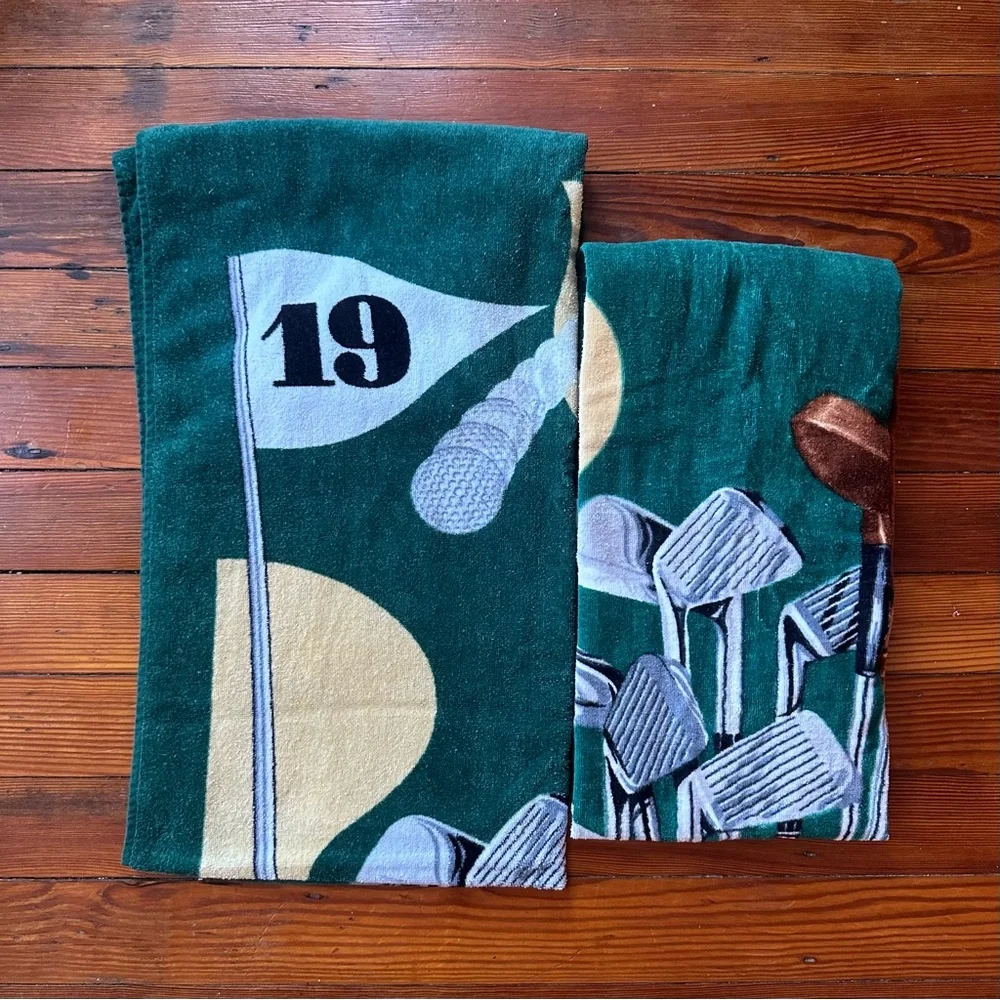 Vintage 90s Hilasal 19th Hole golf towels set of 2
